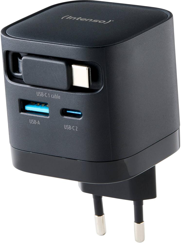Intenso Ladegerät Power Adapter 65 Watt W65ACIC GaN 1x USB-A + 2x USB-C für 3 Geräte schwarz