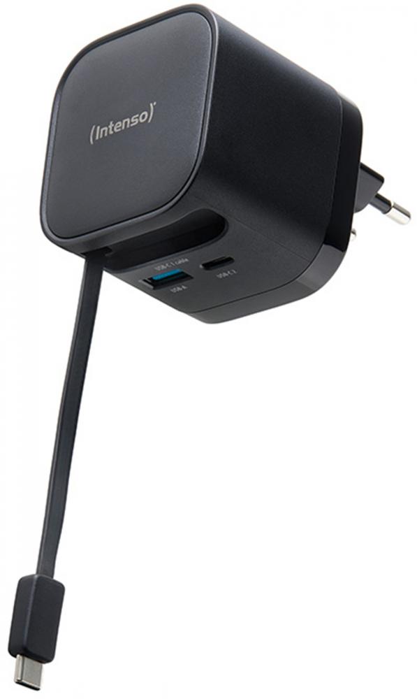 Intenso Ladegerät Power Adapter 65 Watt W65ACIC GaN 1x USB-A + 2x USB-C für 3 Geräte schwarz