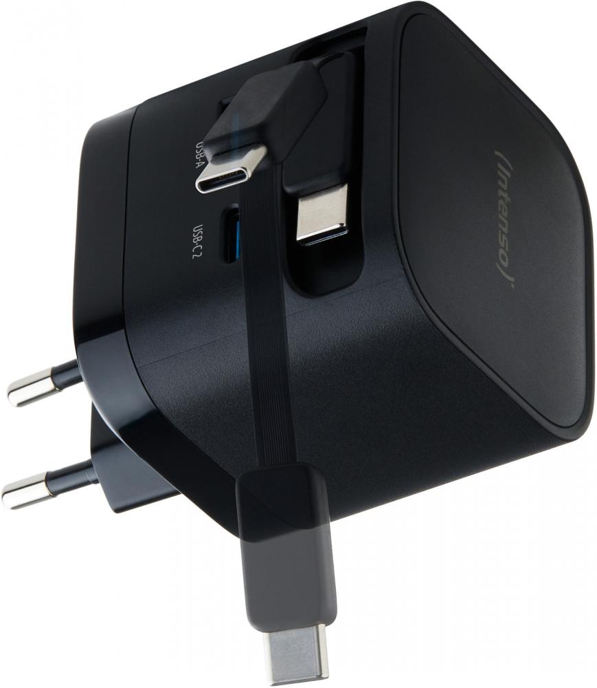 Intenso Ladegerät Power Adapter 65 Watt W65ACIC GaN 1x USB-A + 2x USB-C für 3 Geräte schwarz
