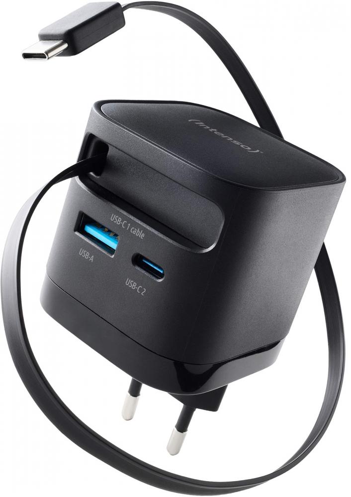 Intenso Ladegerät Power Adapter 65 Watt W65ACIC GaN 1x USB-A + 2x USB-C für 3 Geräte schwarz