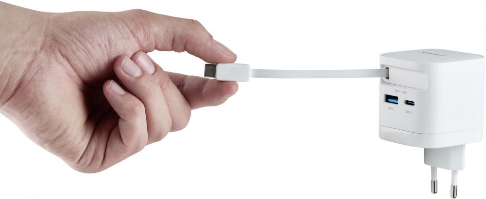 Intenso Ladegerät Power Adapter 65 Watt W65ACIC GaN 1x USB-A + 2x USB-C für 3 Geräte weiß