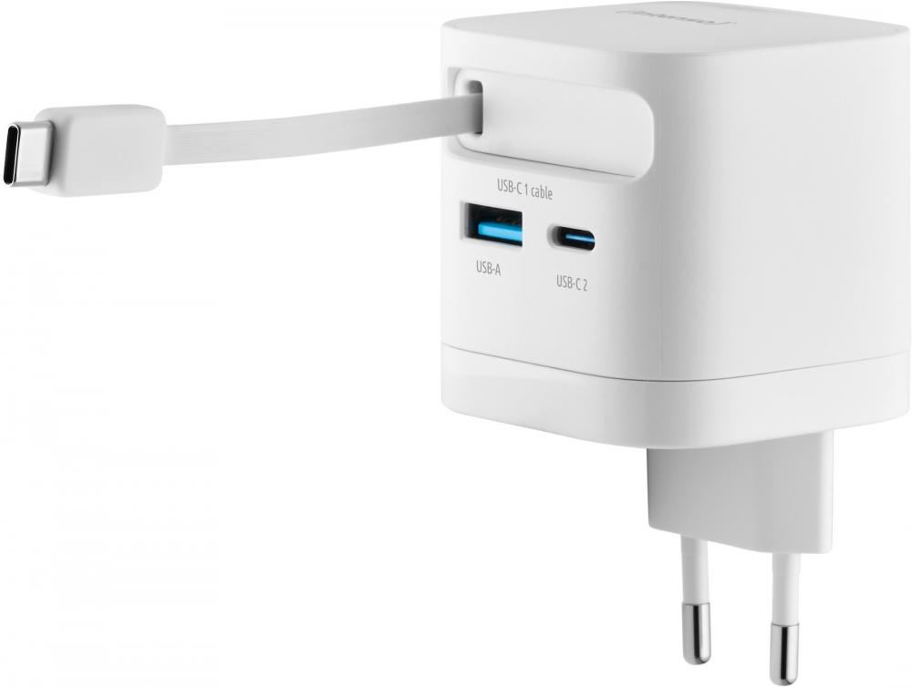 Intenso Ladegerät Power Adapter 65 Watt W65ACIC GaN 1x USB-A + 2x USB-C für 3 Geräte weiß