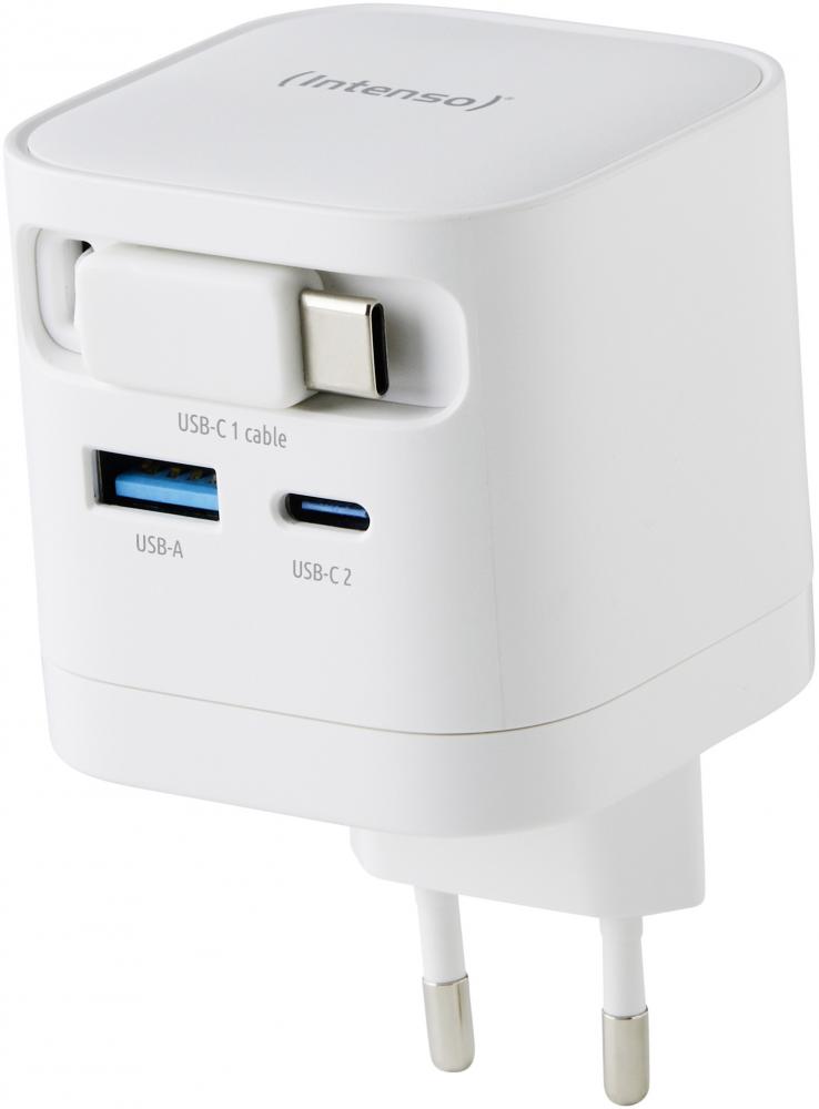 Intenso Ladegerät Power Adapter 65 Watt W65ACIC GaN 1x USB-A + 2x USB-C für 3 Geräte weiß