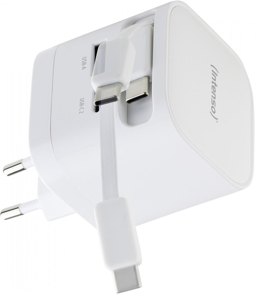 Intenso Ladegerät Power Adapter 65 Watt W65ACIC GaN 1x USB-A + 2x USB-C für 3 Geräte weiß