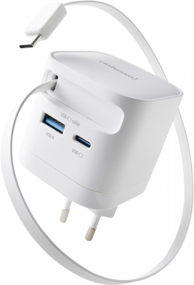 Intenso Ladegerät Power Adapter 65 Watt W65ACIC GaN 1x USB-A + 2x USB-C für 3 Geräte weiß