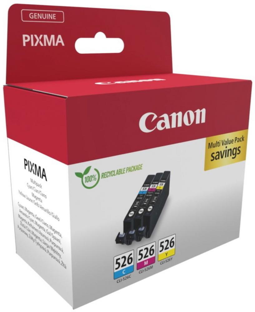 3 Canon Druckerpatronen Tinte CLI-526 C / M / Y Multi Value Pack