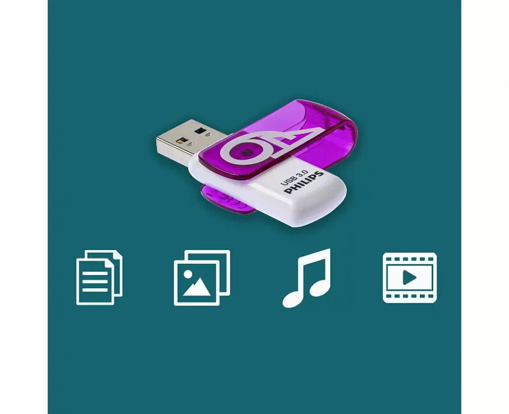 Philips USB Stick 64GB Speicherstick Vivid Edition lila USB 3.0