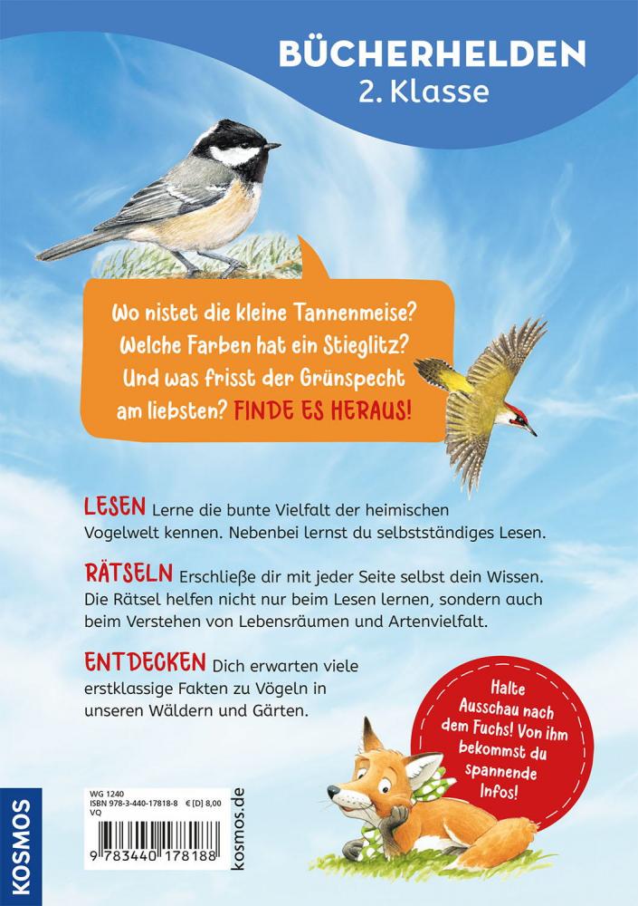 Kosmos Buch Lesen lernen Bücherhelden 2.Kl. Naturrätsel Heimische Vögel 17818