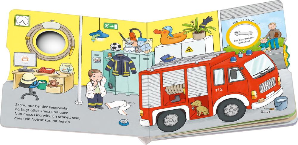 Ravensburger Buch Pappbilderbuch Wo ist bloß? Mein Feuerwehr-Buch zum Sachen suchen 41681