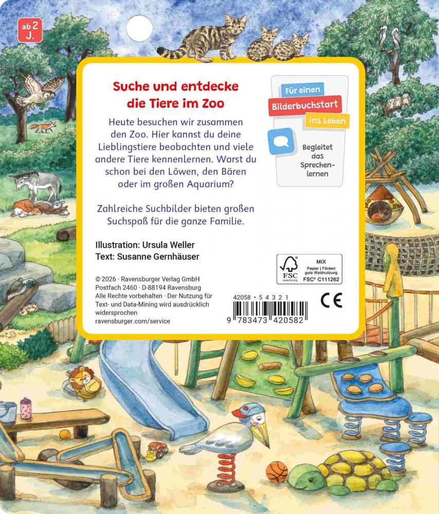 Ravensburger Buch Pappbilderbuch Spracherwerb Sachen suchen Besuch im Zoo 42058