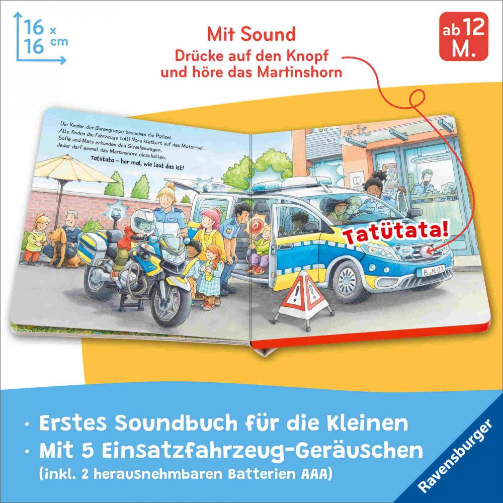 Ravensburger Buch Mitmachen Hör mal hin Tatütata! Wer kommt denn da? Einsatzfahrzeuge 42120