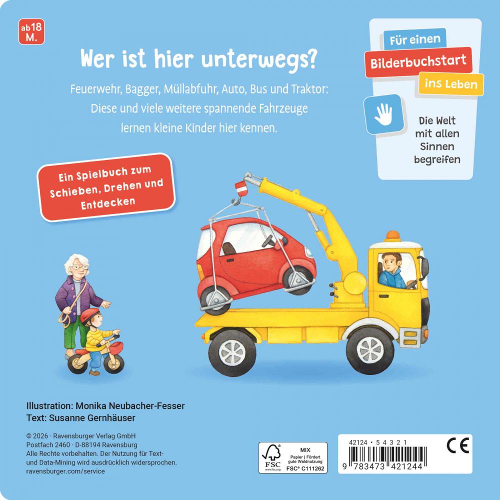 Ravensburger Buch Mitmachen Alles, was Räder hat Fahrzeuge mit Klappen, Drehscheiben 42124