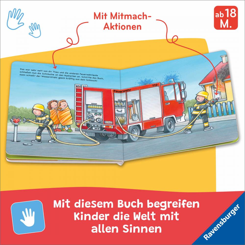Ravensburger Buch Pappbilderbuch Mitmachen Tatütata! Fahr mit! Mein Feuerwehr Mitmachbuch 42156