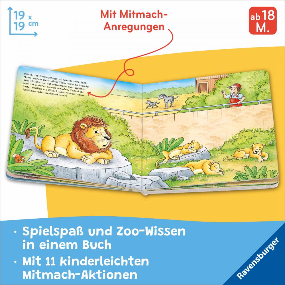 Ravensburger Buch Pappbilderbuch Mitmachen Füttere die Affen! Mein Zoo Mitmachbuch 42157
