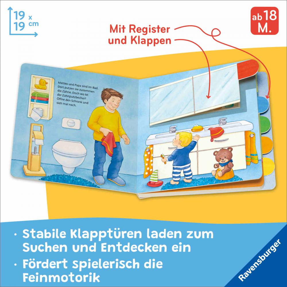 Ravensburger Buch Pappbilderbuch Mitmachen Mach auf! Schau rein! Zu Hause 42174