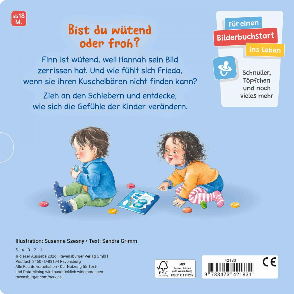 Ravensburger Buch Pappbilderbuch Glücklich, traurig, wütend, froh 42183