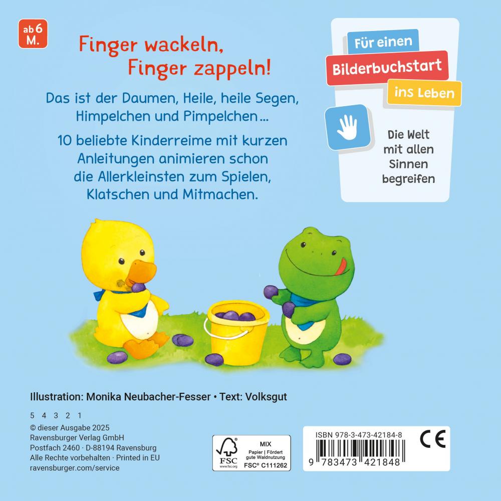 Ravensburger Buch Pappbilderbuch Mitmachen Fingerspiele für Klitzekleine 42184