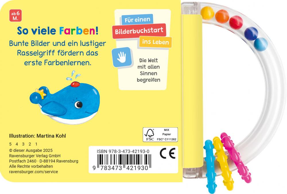 Ravensburger Buch Pappbilderbuch Mitmachen Mein buntes Rasselbuch 42193
