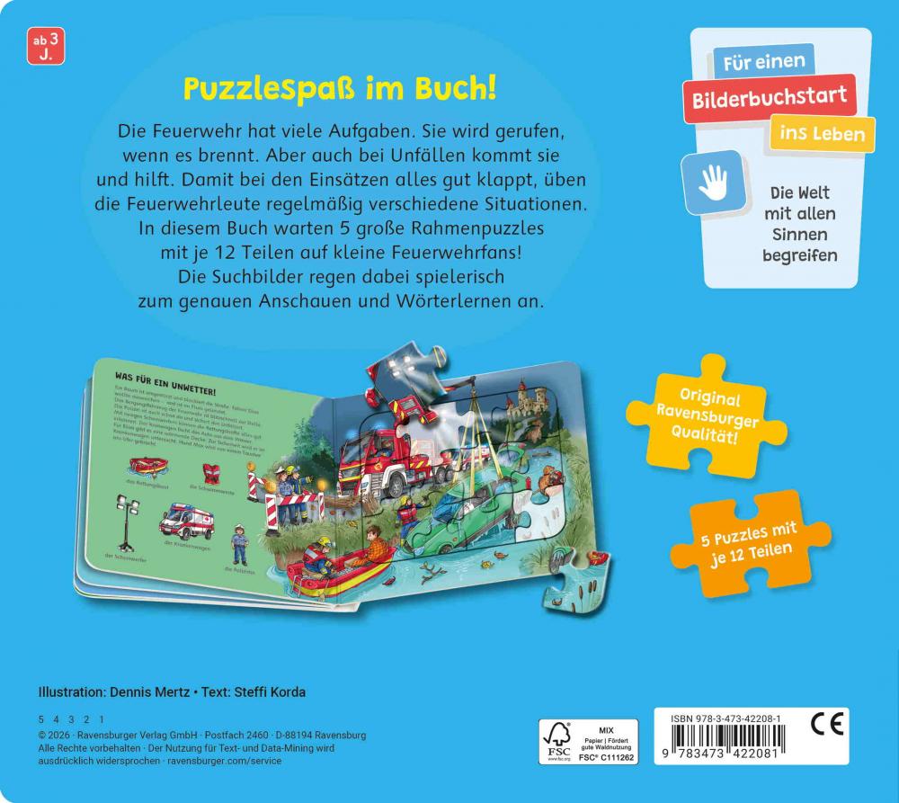 Ravensburger Buch Pappbilderbuch Mitmachen Ravensburger Puzzle Buch Feuerwehr 42208