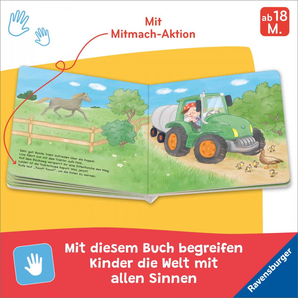 Ravensburger Buch Pappbilderbuch Mitmachen Fahr mit dem Traktor! Mein Bauernhof Mitmachbuch 42211