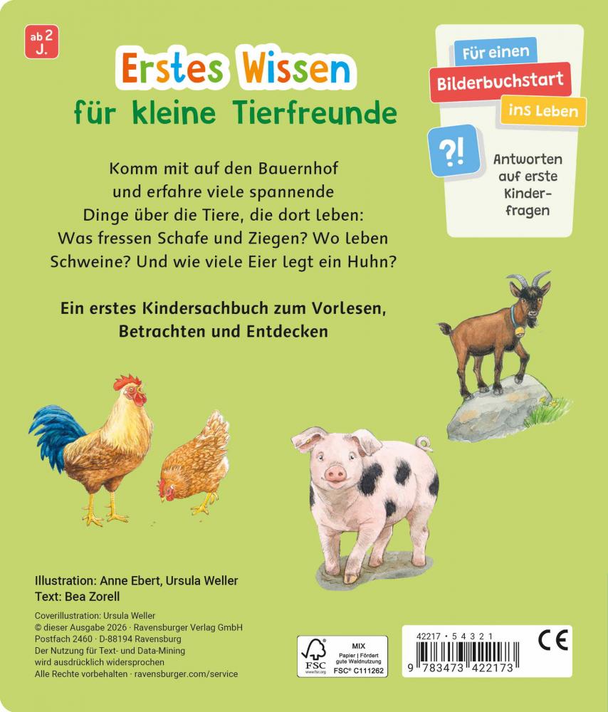 Ravensburger Buch Pappbilderbuch Wissen und Lernen Entdecke die Bauernhoftiere 42217