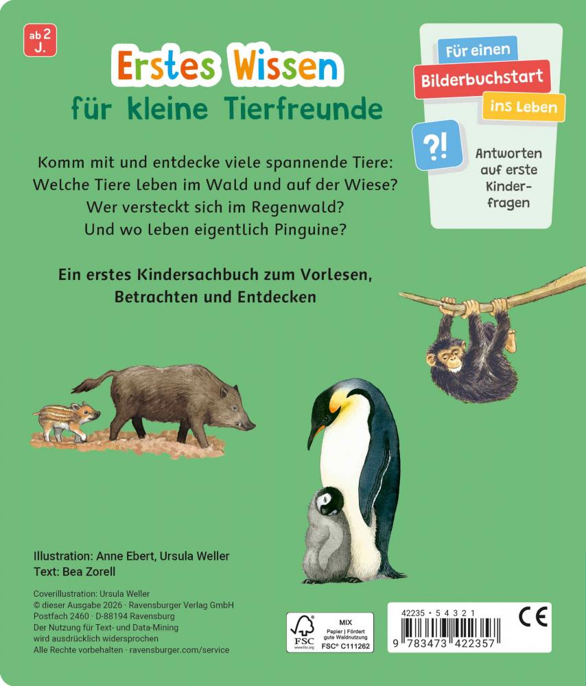 Ravensburger Buch Pappbilderbuch Wissen und Lernen Entdecke die Tiere der Welt 42235