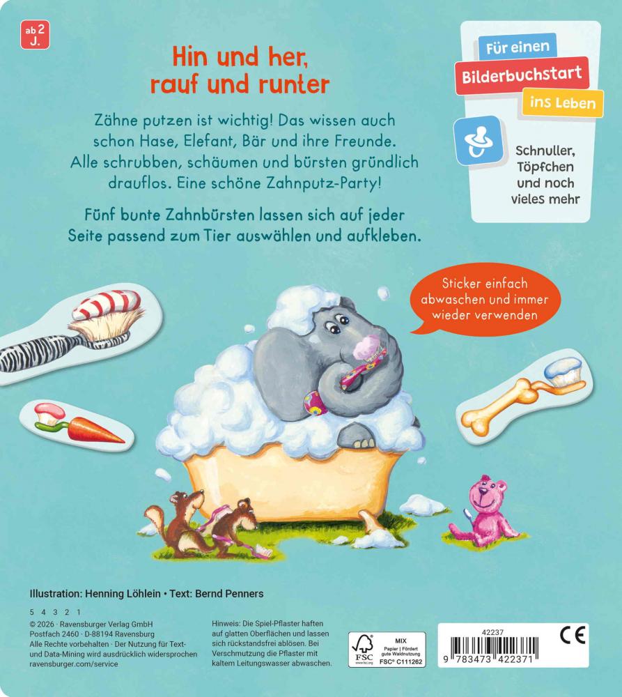 Ravensburger Buch Pappbilderbuch Zähne putzen! Schrubbdiwupp 42237