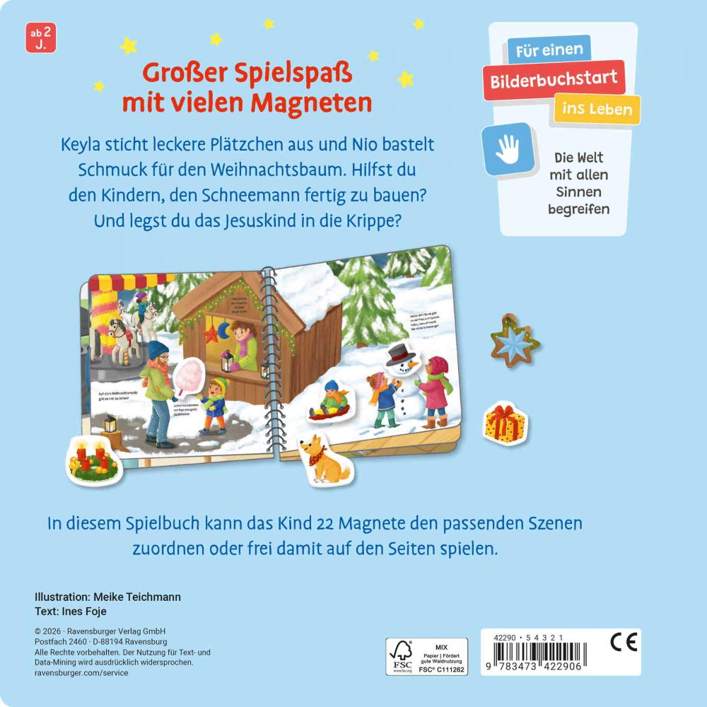 Ravensburger Buch Pappbilderbuch Mitmachen Mein großes Magnetbuch Wir feiern Weihnachten 42290