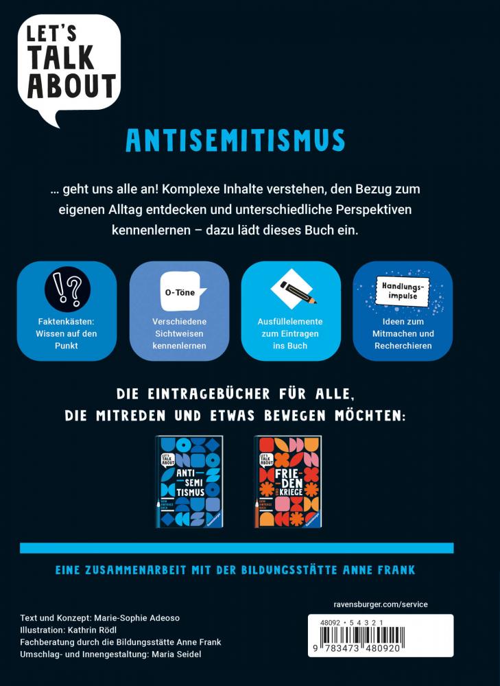 Ravensburger Buch Kindersachbuch Let's talk about Antisemitismus Dein Eintragebuch 48092