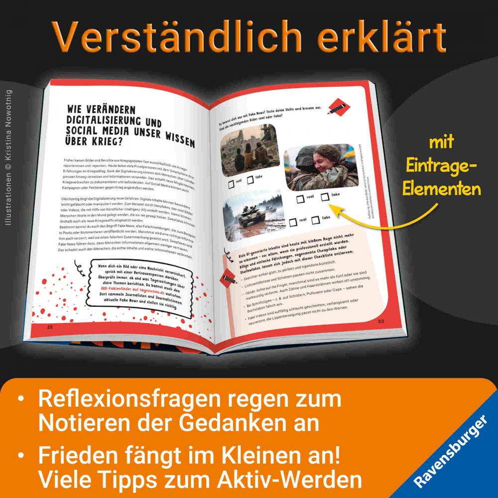Ravensburger Buch Kindersachbuch Let's talk about Frieden und Kriege Dein Eintragebuch 48112