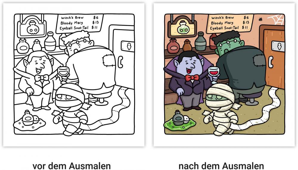 Ravensburger Buch Kreativität Cozy Coloring Silly Spooky 48136