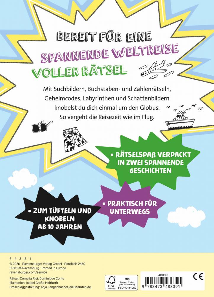 Ravensburger Buch Quiz und Rätsel Reise Rätselblock ab 10 Jahren 48839