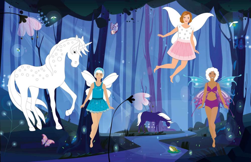 Ravensburger Buch Kreativität Mein Ausmalstickerbuch Elfen und Einhörner 48845