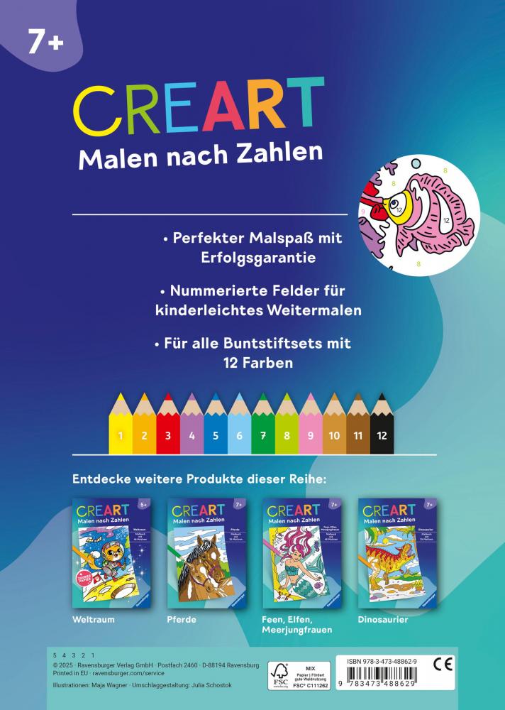 Ravensburger Buch Kreativität CreArt Malen nach Zahlen ab 7 Im Meer 48862