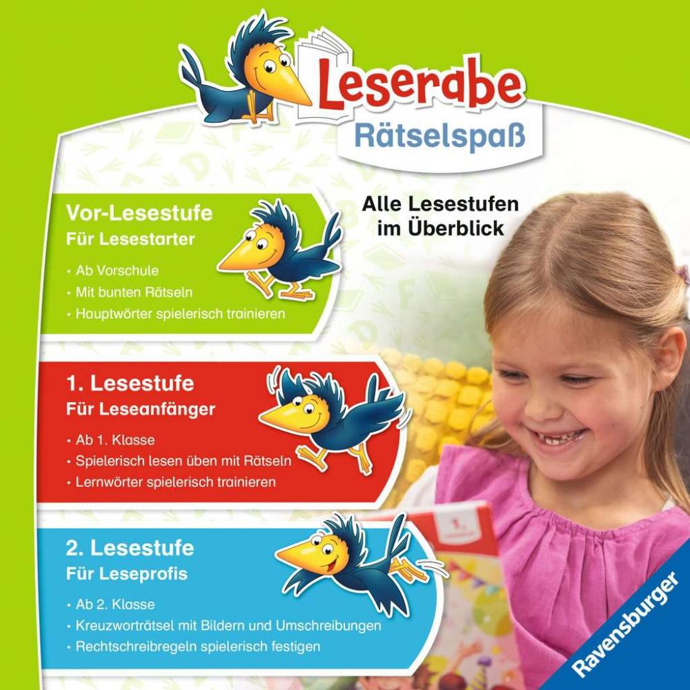 Ravensburger Buch Quiz + Rätsel Leserabe Rätselspaß Zauber Malrätsel zum Lesenlernen Bauernhof 48869