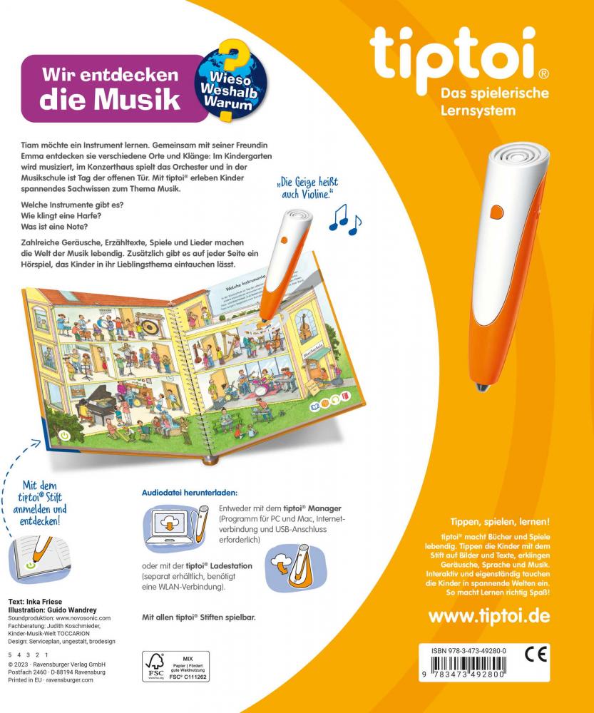 Ravensburger Buch tiptoi Wieso? Weshalb? Warum? Wir entdecken die Musik 49280