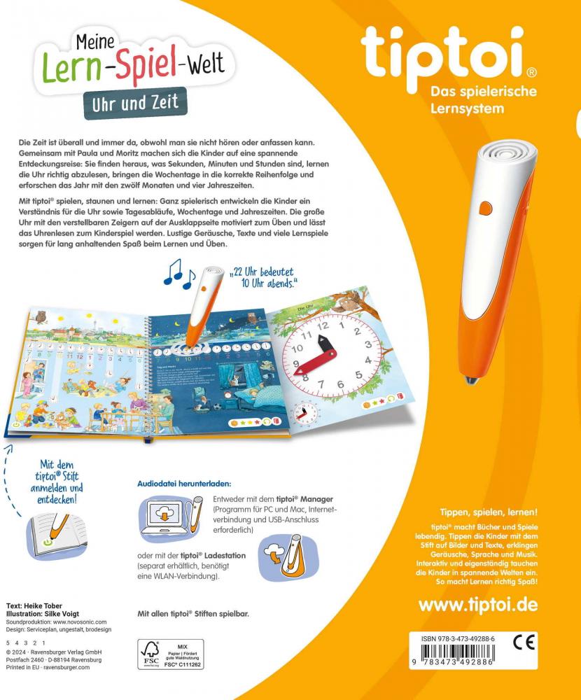 Ravensburger Buch tiptoi Meine Lern-Spiel-Welt Uhr und Zeit 49288
