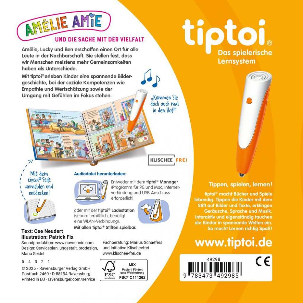 Ravensburger Buch tiptoi Bilderbuch Umgang mit Gefühlen die Sache mit der Vielfalt 49298