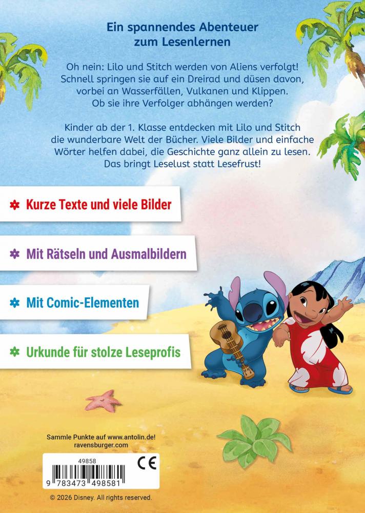Ravensburger Buch Disney Lilo & Stitch Auf die Plätze, fertig, Stitch! zum Lesenlernen 49858