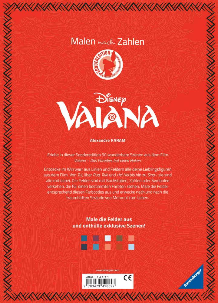 Ravensburger Buch Kreativität Disney Malen nach Zahlen Vaiana 49869