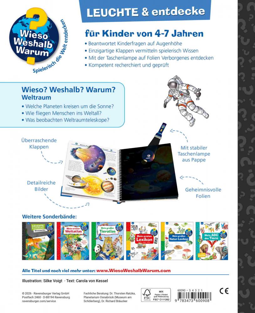 Ravensburger Buch Wieso? Weshalb? Warum? Kindersachbuch Leuchte und entdecke Weltraum 60090