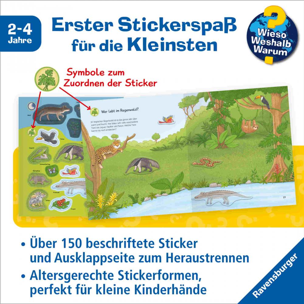 Ravensburger Buch Wieso? Weshalb? Warum? Stickerheft Junior Tiere im Wald 60108