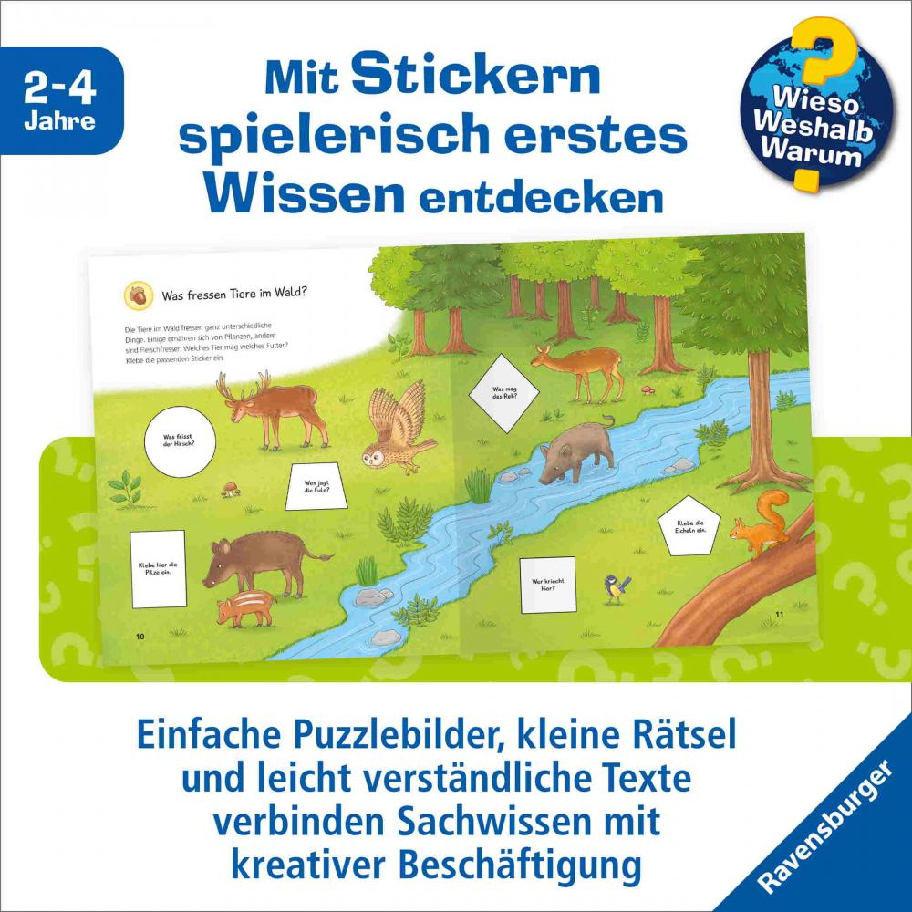 Ravensburger Buch Wieso? Weshalb? Warum? Stickerheft Junior Tiere im Wald 60108
