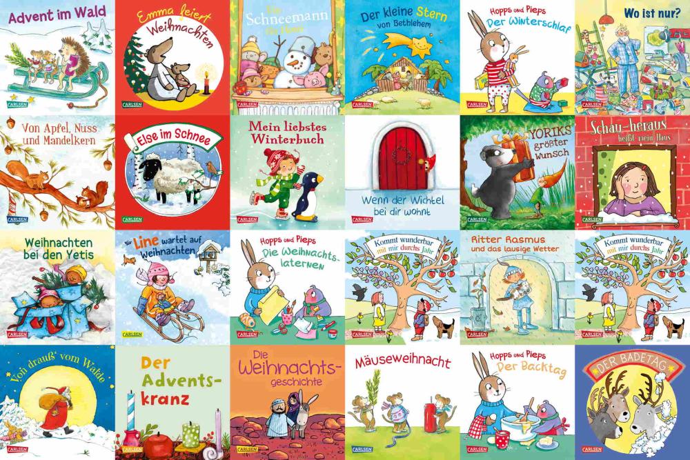 Carlsen Mein erster Pixi-Adventskalender für die Kleinen mit 24 Pappbilderbüchern 105414