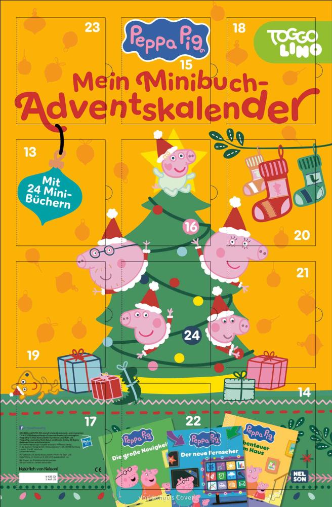 Nelson Peppa Wutz Minibuch Adventskalender mit 24 Pappbilderbüchern 513095