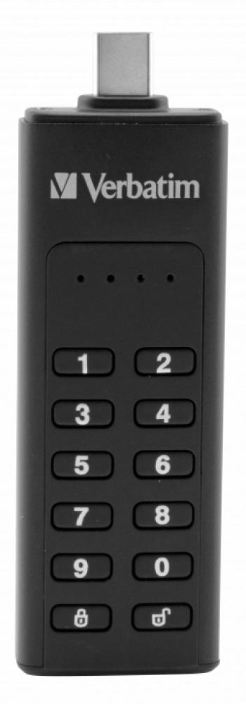 Verbatim USB Stick 64GB Speicherstick Keypad Secure AES 256 Bit schwarz TYP C USB 3.2