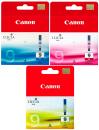 3 Canon Druckerpatronen Tinte PGI-9 C / M / Y Multipack