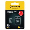Intenso Micro SDXC Karte 512GB Speicherkarte UHS-I Premium 90MB/s Class 10