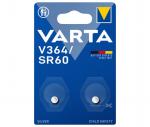 2 Varta Watch V 364 / SR60 Silver Oxide Uhrenbatterien im 2er Blister