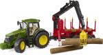 Bruder Spielfahrzeug Forstwirtschaft Traktor John Deere 7R 350 + Rückeanhänger, 4 Baumstämme 03154